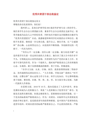 优秀共青团干部自我鉴定2 