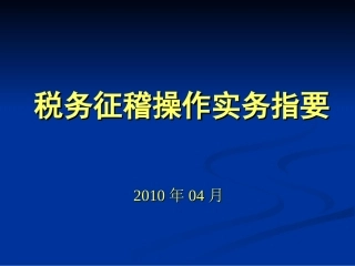 税务征稽操作实务指要-(实务操作指导PPT)