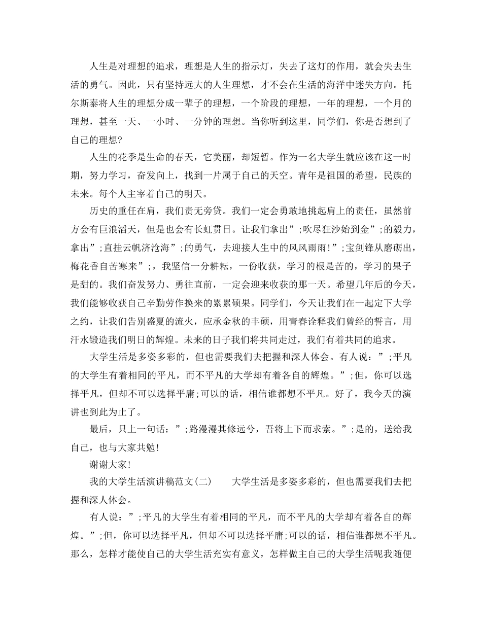 我的大学生活演讲稿格式范文 _第2页