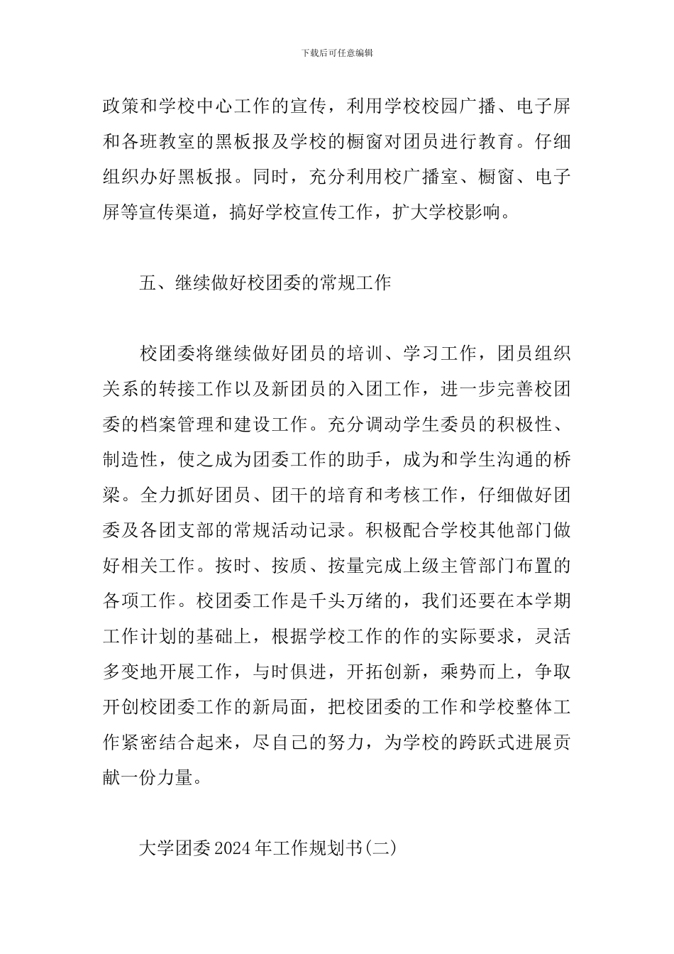 大学团委2024年工作规划书_第3页