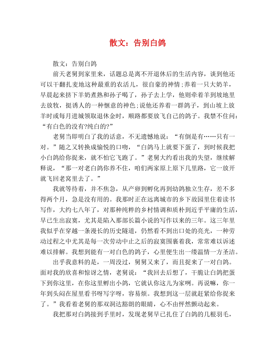 散文告别白鸽 _第1页