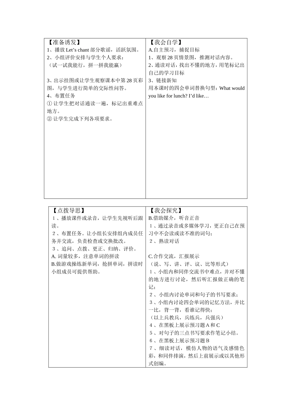 PEP小学英语五年级上册第三单元导学案_第2页