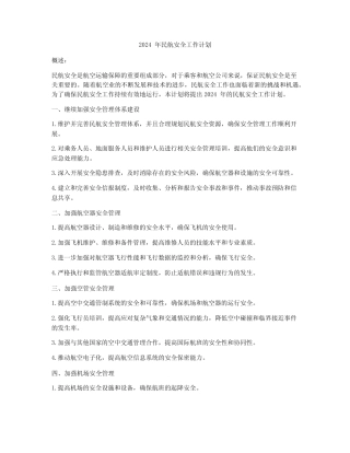 2024年民航安全工作计划 