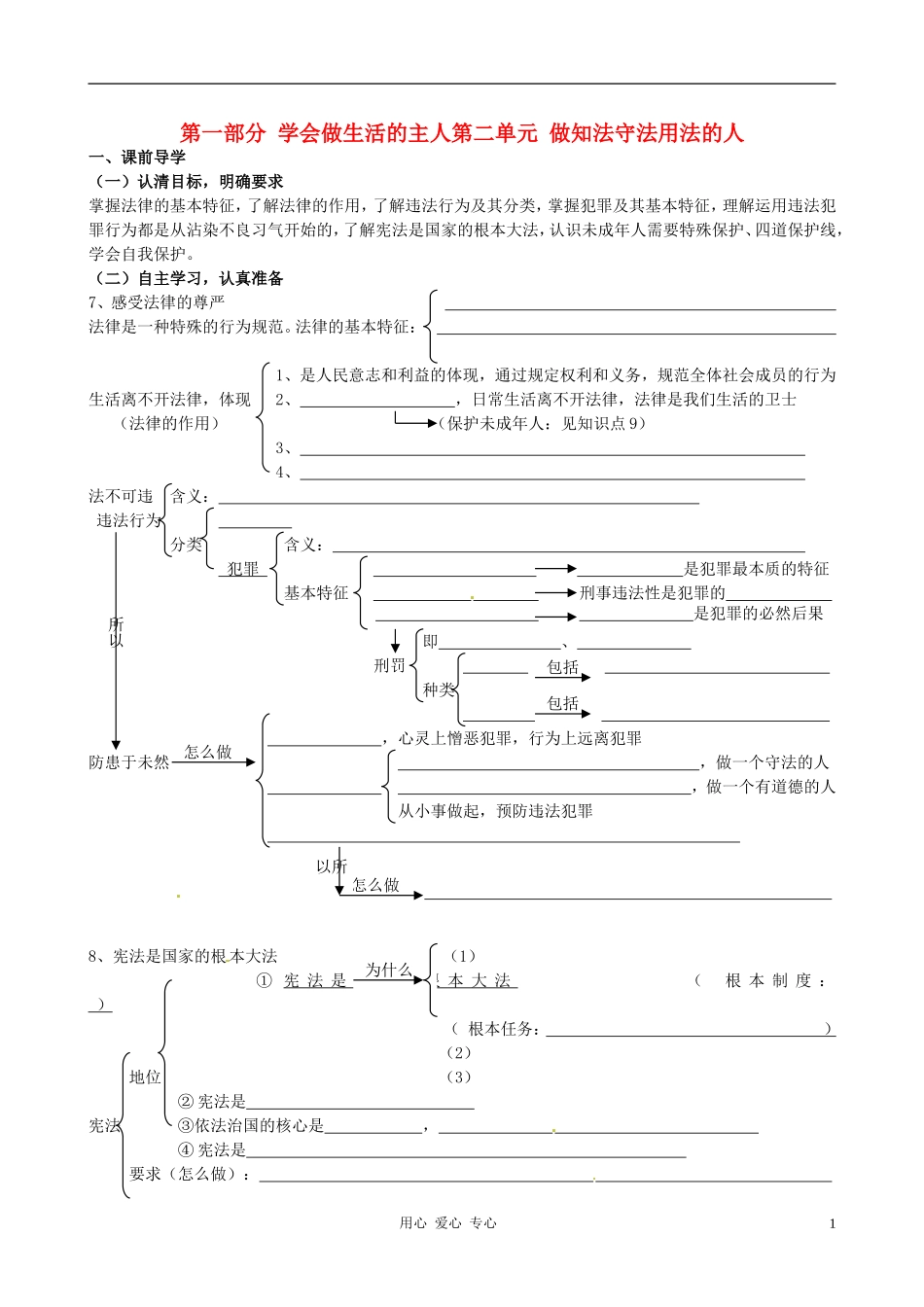 江苏省徐州市第二十二中学九年级政治-第二单元做知法守法用法的人导学案(无答案)-人教新课标版_第1页