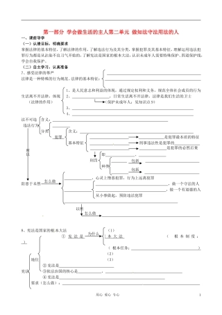 江苏省徐州市第二十二中学九年级政治-第二单元做知法守法用法的人导学案(无答案)-人教新课标版