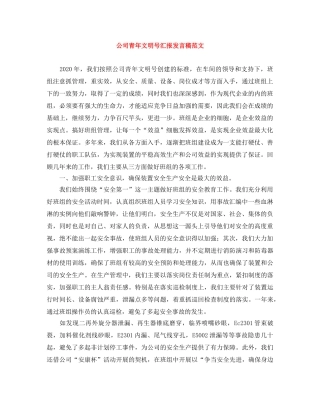 公司青年文明号汇报发言稿范文 