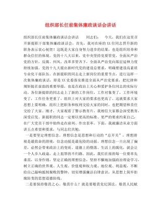 组织部长任前集体廉政谈话会讲话 