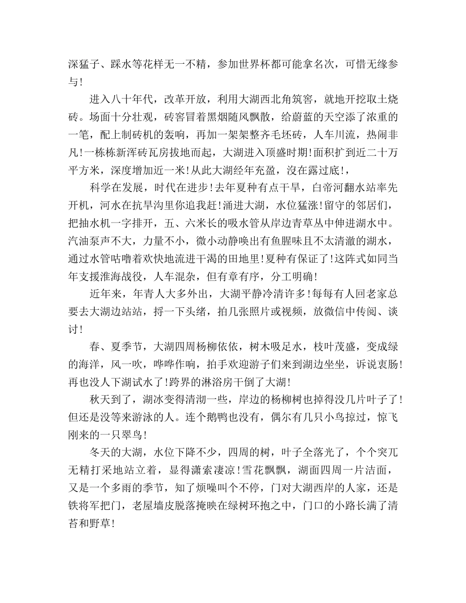 美文老家门前的那畔湖水 _第3页