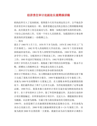 经济责任审计处副处长竟聘演讲稿 
