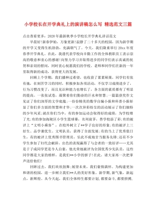 小学校长在开学典礼上的演讲稿怎么写 精选范文三篇 