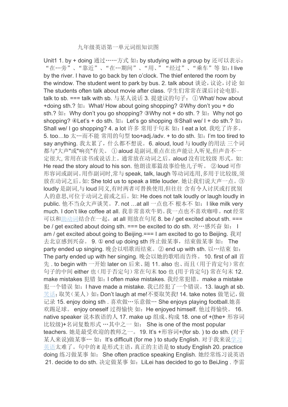 九年级英语第一单元词组知识图_第1页