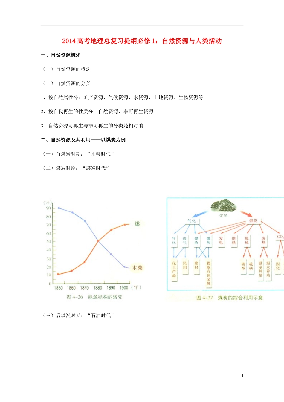 2014高考地理总复习提纲-自然资源与人类活动-新人教版必修1_第1页
