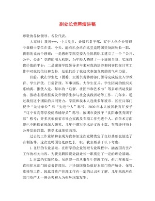 副处长竞聘演讲稿 