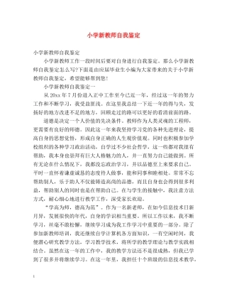 小学新教师自我鉴定 