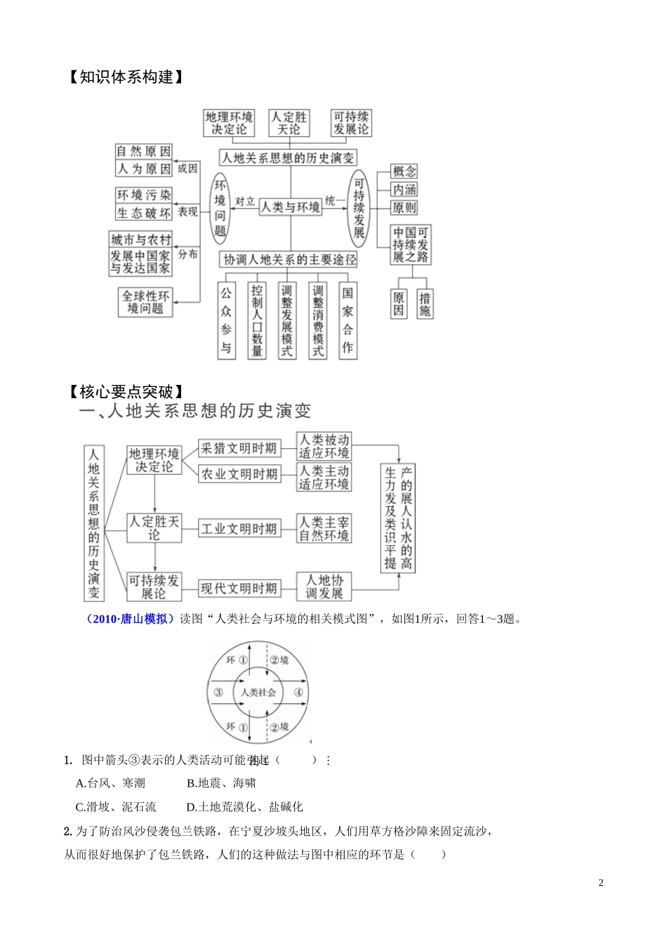 2011届高考地理二轮专题复习-第14讲-人类与地理环境的协调发展学案-新人教版_第2页