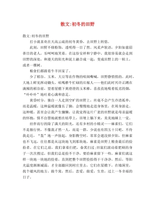 散文-初冬的田野 