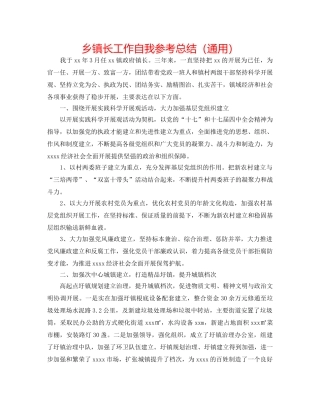 乡镇长工作自我参考总结（通用） 