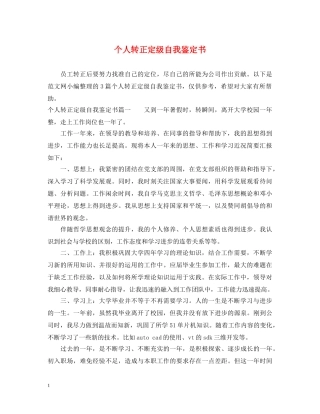 个人转正定级自我鉴定书 