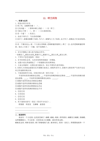 九年级语文下册-呼兰河传同步精品练习-苏教版