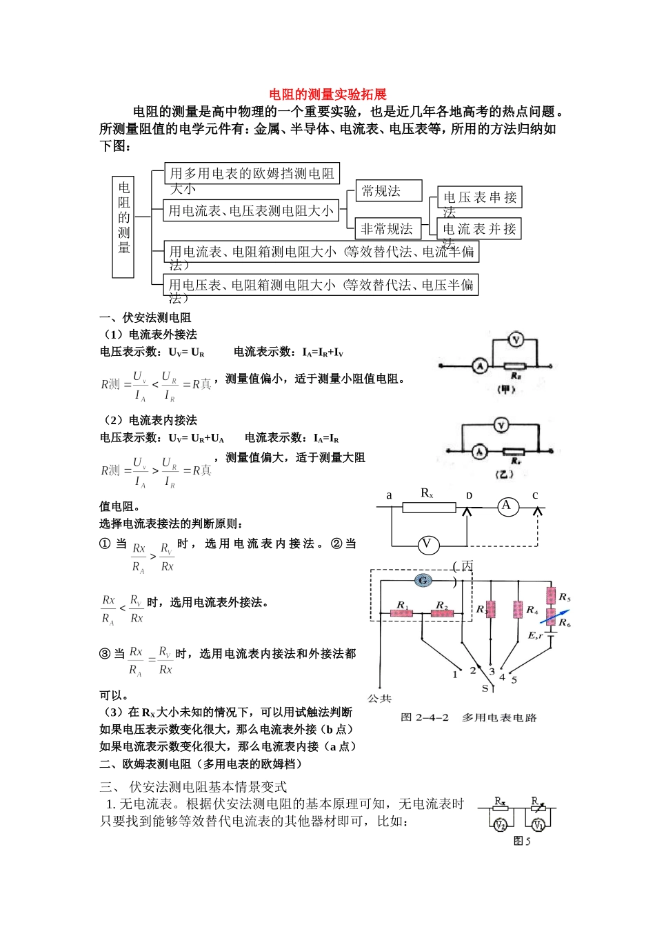 2010年吉林省松原地区乾安四中高三物理电阻的测量实验拓展资料全国通用_第1页