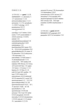 托福阅读学科词汇汇总