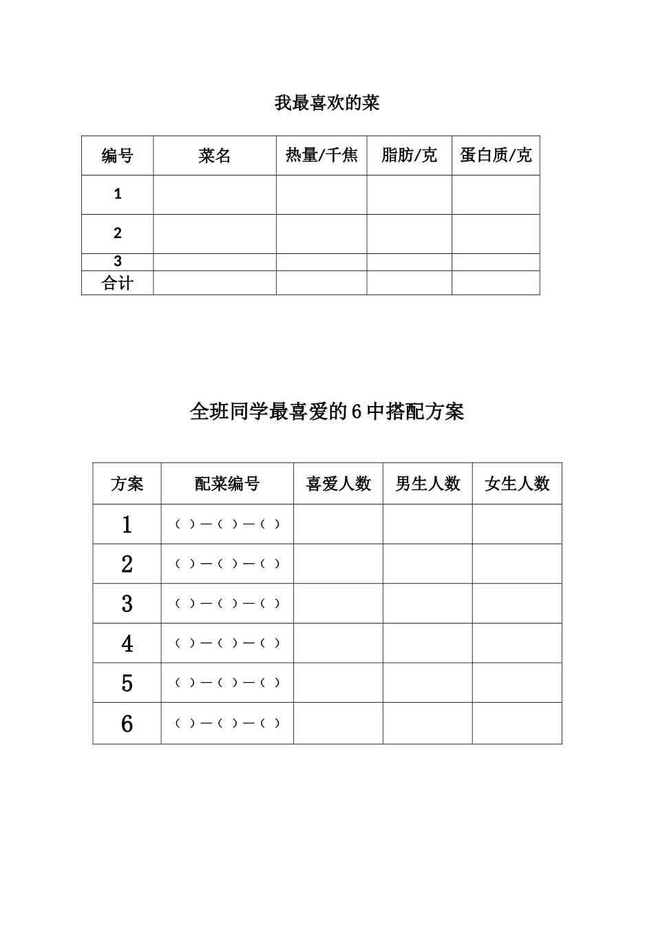 小学数学2011版本小学四年级《营养午餐》统计图册_第1页