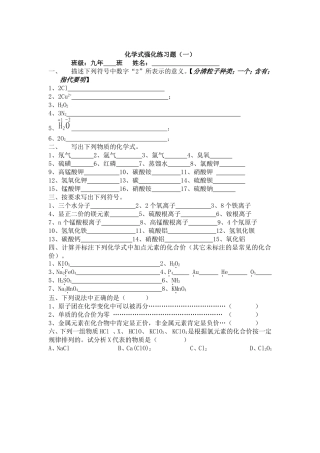 化学式强化练习题（一）