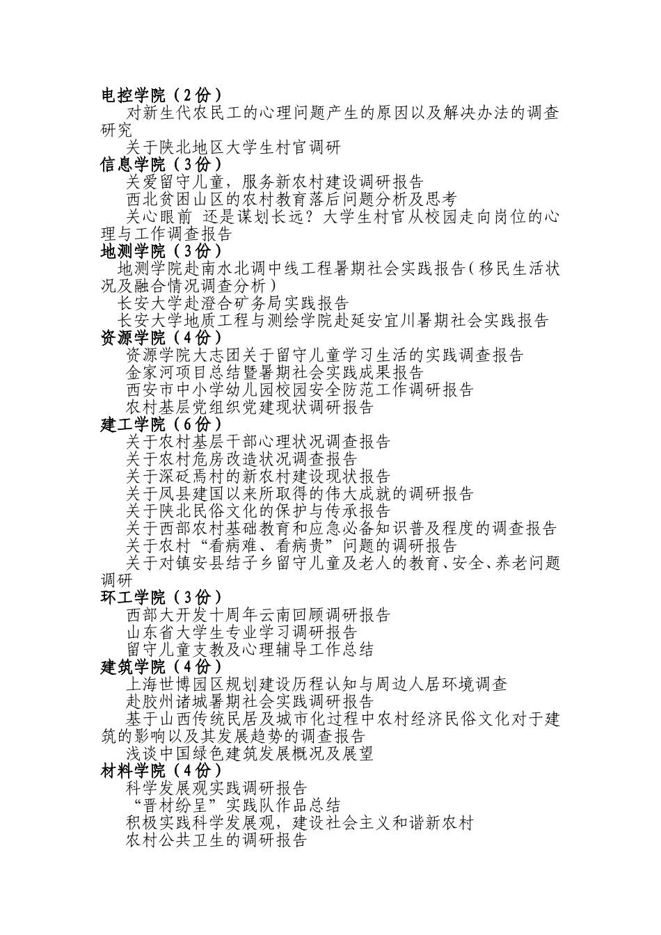 长安大学2010年暑期社会实践活动优秀成果_第2页