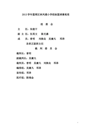 2013学年荔湾区林凤娥小学校标篮球赛规程