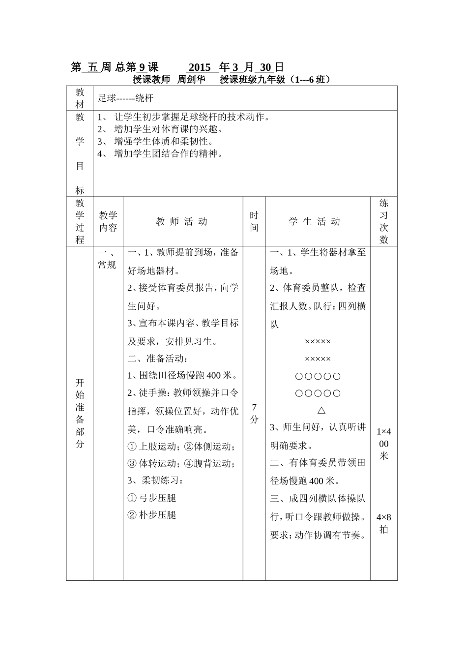 公开课教案足球---绕杆_第1页