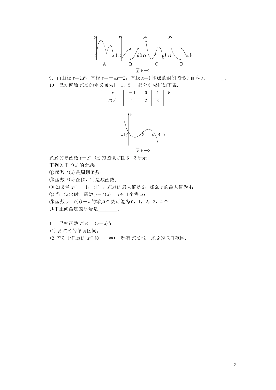 (江西专用)2013高考数学二轮复习-专题限时集训(五)B导数在研究函数性质中的应用(解析版)_第2页