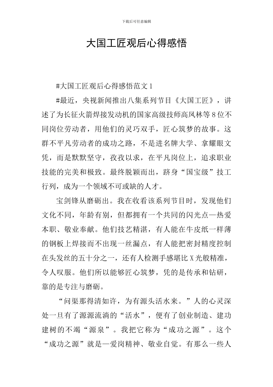 大国工匠观后心得感悟_第1页