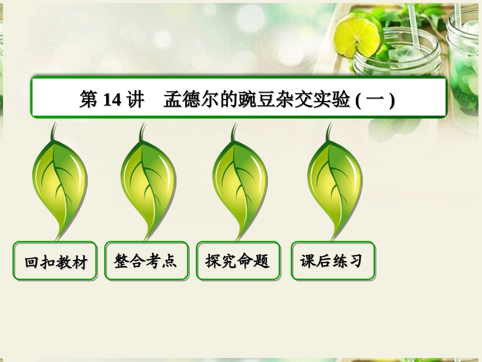 【状元之路】(新课标通用)2014高考生物一轮复习-第14讲-孟德尔的豌豆杂交实验(一)课件_第3页