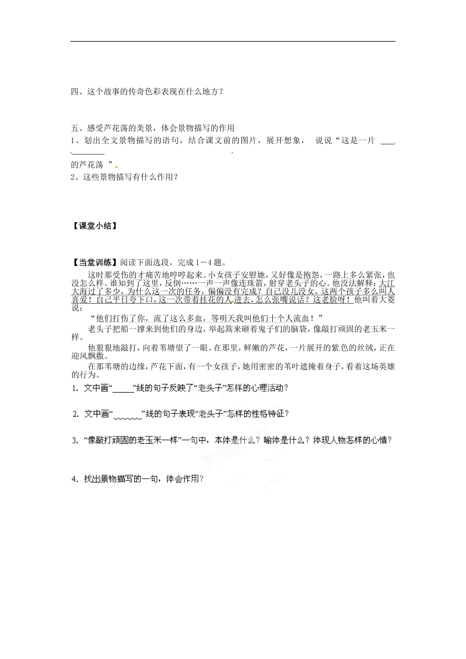 福建省南安市九都中学八年级语文上册《第2课-芦花荡》学案_第2页