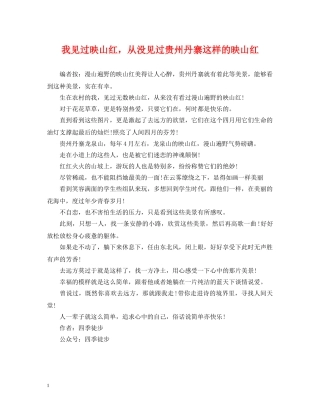 我见过映山红，从没见过贵州丹寨这样的映山红 