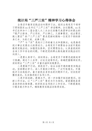 统计局“三严三实”精神学习体会心得