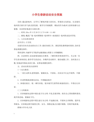小学生春游活动安全预案 