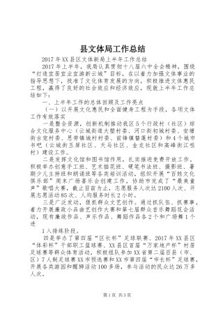 县文体局工作总结 