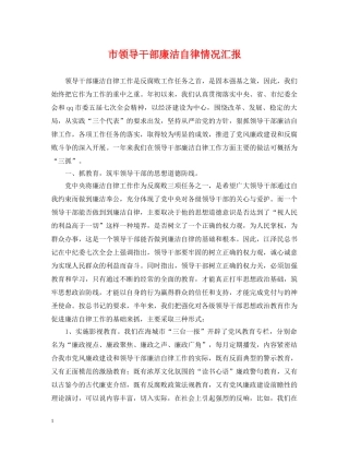 市领导干部廉洁自律情况汇报 