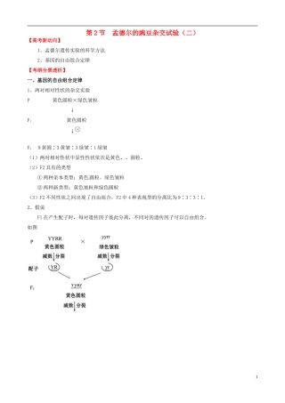 (考纲全景透析)2014届高考生物-1.2-孟德尔的豌豆杂交实验(二)基础复习-新人教版必修2