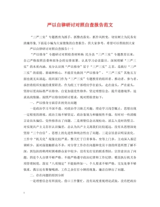 严以自律研讨对照自查报告范文