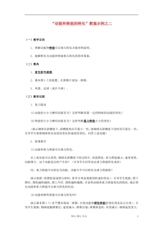 九年级物理15.2动能和势能的转化教案(2)-人教新课标版
