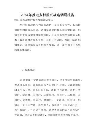 2024年推进乡村振兴战略调研报告