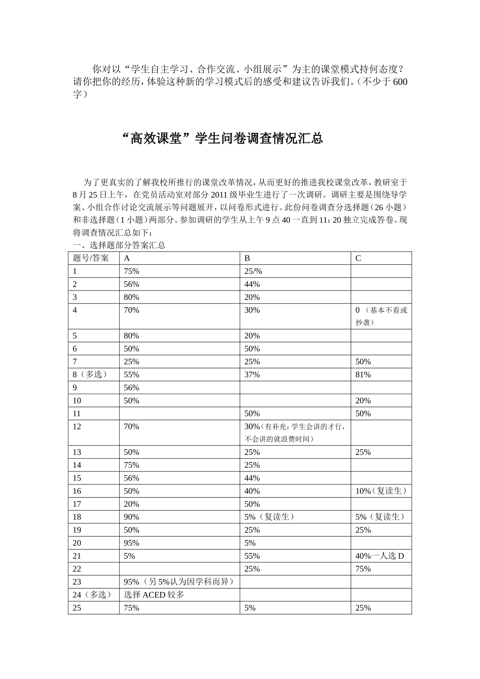 高效课堂问卷调查资料汇总_第3页
