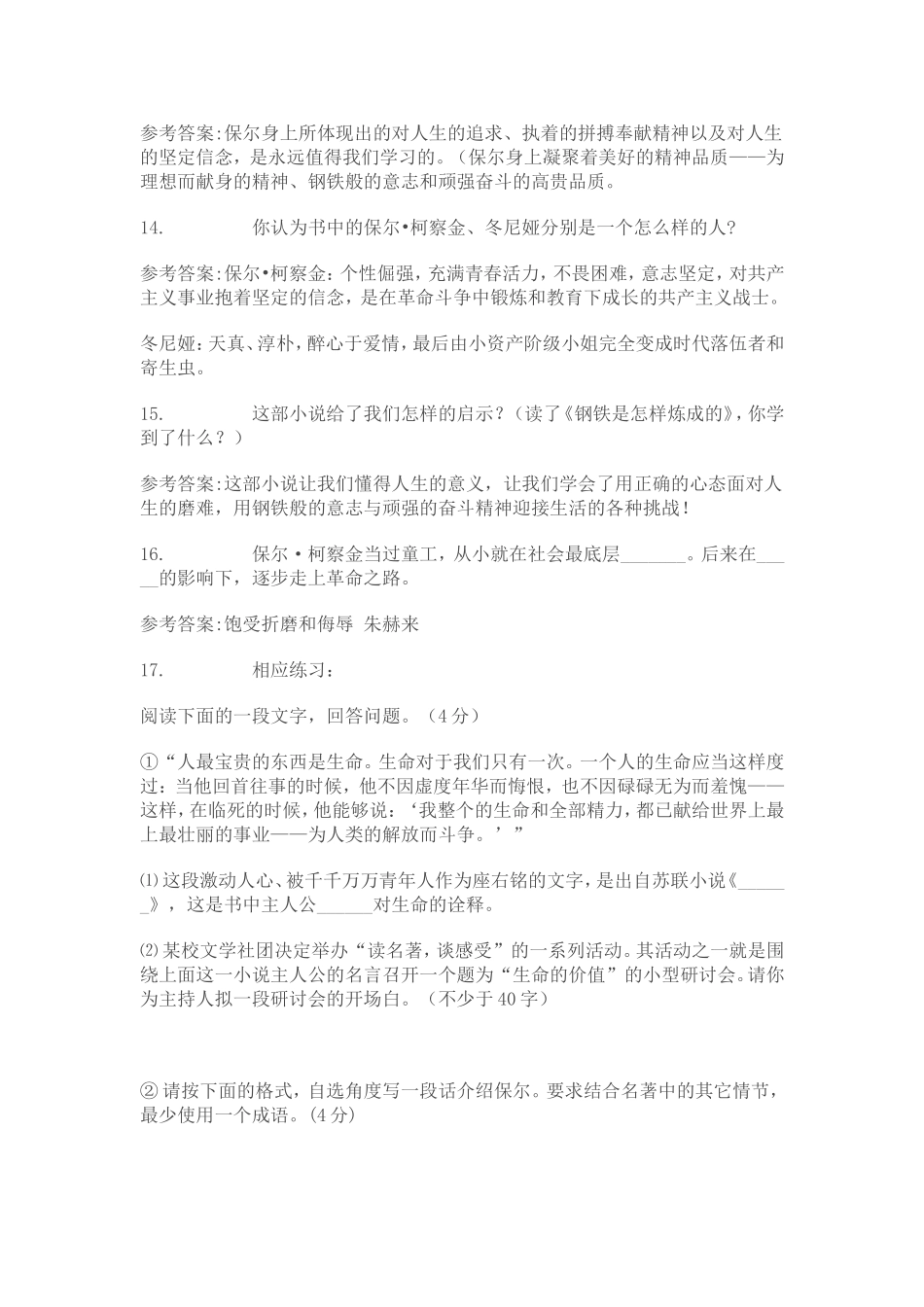 钢铁是怎样炼成的题型_第3页