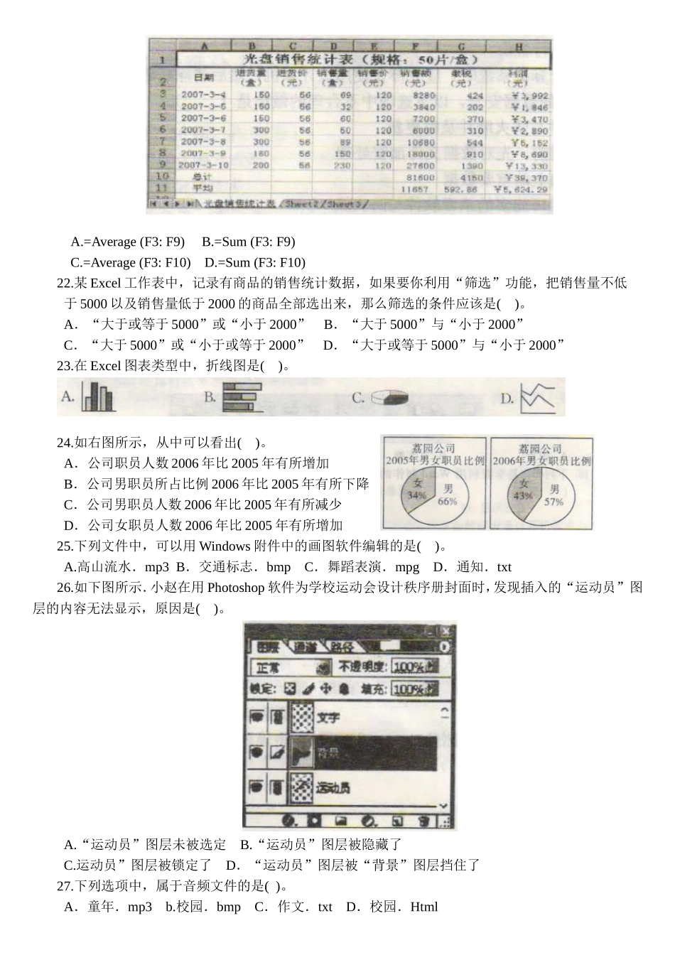 信息技术学业水平模拟试卷（二）_第3页