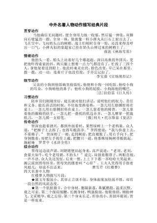 中外名著人物动作描写经典片段[1]