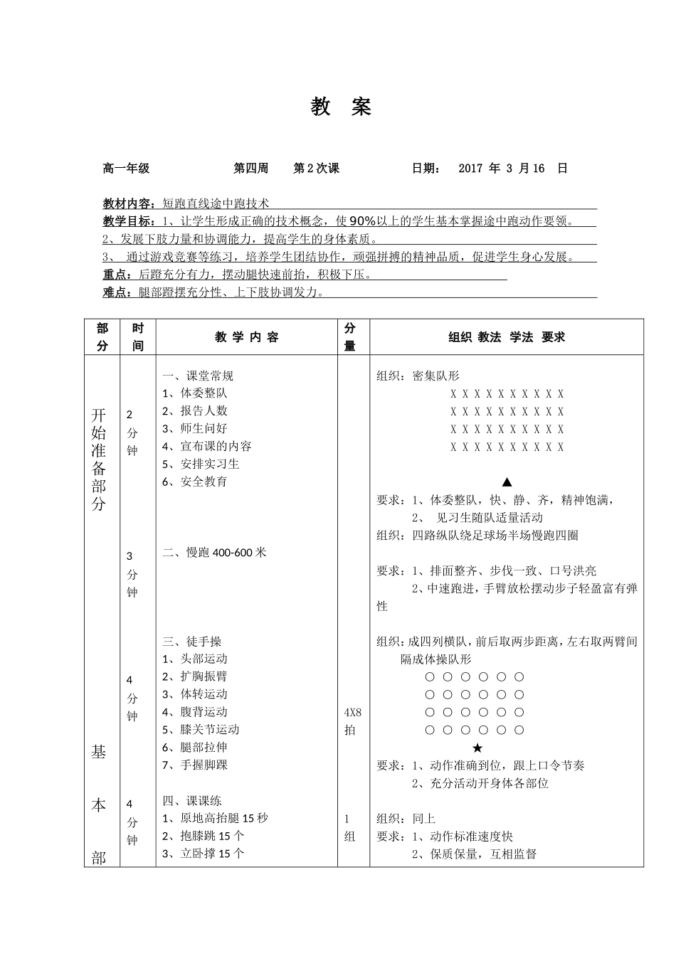 高中-短跑途中跑教学设计_第2页