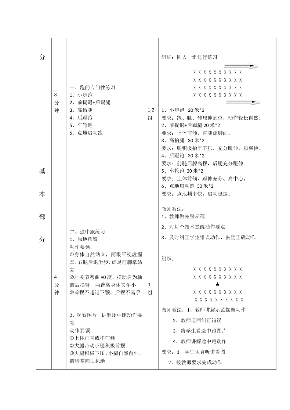 高中-短跑途中跑教学设计_第3页