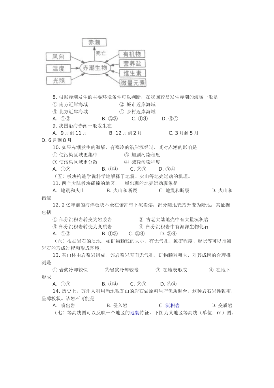 2015年上海卷高考地理试题答案及详解(重绘图)_第2页